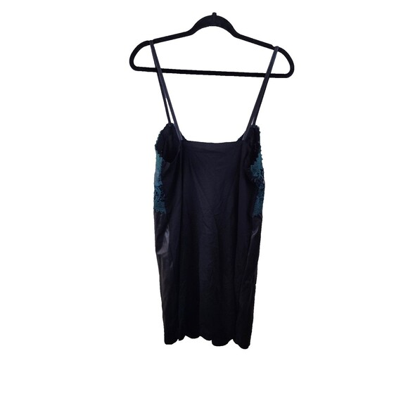 New Zara TRF Womens M Black Green Lace Faux Leather Slip Mini Dress - Picture 4 of 7